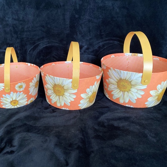 NEW Lang Boxes gift baskets "Daisies" set of 3 with paper filler - Picture 1 of 6